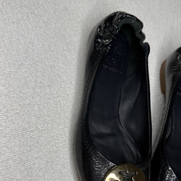 Tory Burch Black Flats with Gold Emblem